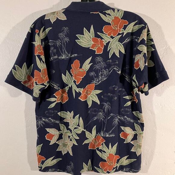 Arrow Hawaiian Navy Blue Polo Shirt‎ Rayon Blend Large - Picture 4 of 4